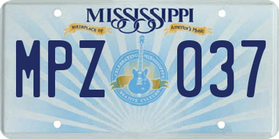 MS license plate MPZ037