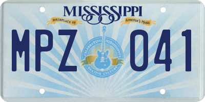MS license plate MPZ041