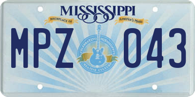 MS license plate MPZ043