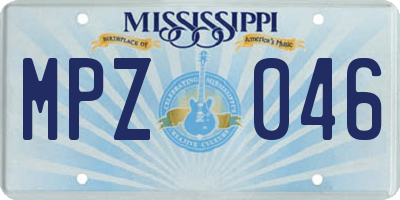 MS license plate MPZ046