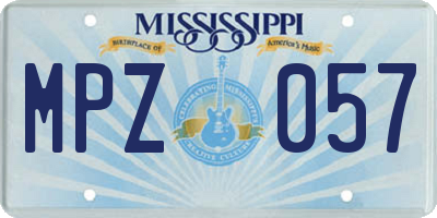 MS license plate MPZ057