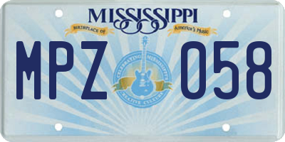 MS license plate MPZ058
