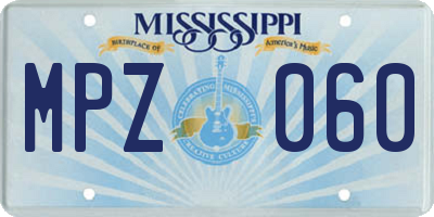 MS license plate MPZ060