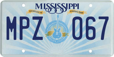 MS license plate MPZ067