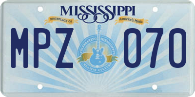 MS license plate MPZ070