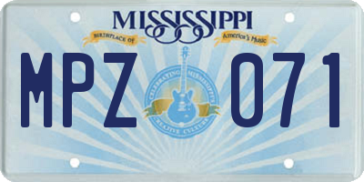 MS license plate MPZ071