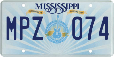 MS license plate MPZ074