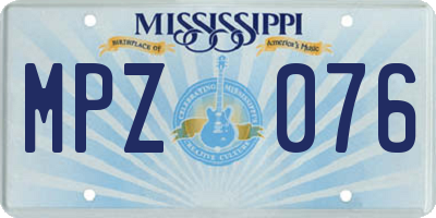 MS license plate MPZ076