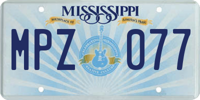 MS license plate MPZ077