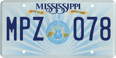 MS license plate MPZ078