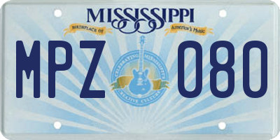 MS license plate MPZ080
