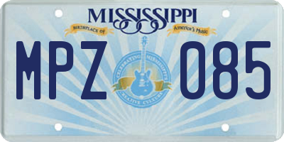 MS license plate MPZ085