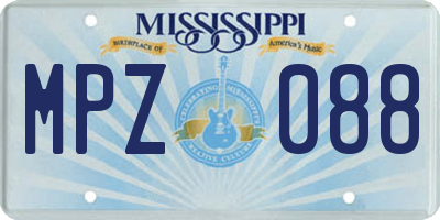 MS license plate MPZ088