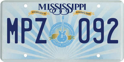 MS license plate MPZ092