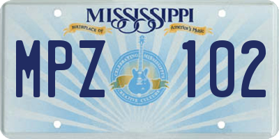 MS license plate MPZ102