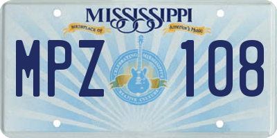 MS license plate MPZ108