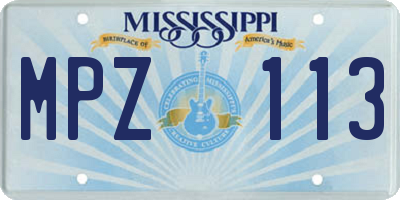 MS license plate MPZ113