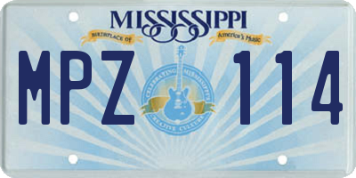 MS license plate MPZ114