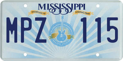 MS license plate MPZ115