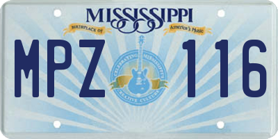 MS license plate MPZ116