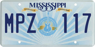 MS license plate MPZ117