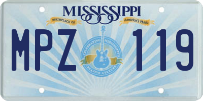 MS license plate MPZ119