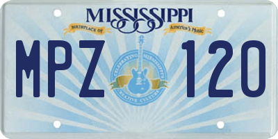 MS license plate MPZ120