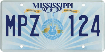 MS license plate MPZ124