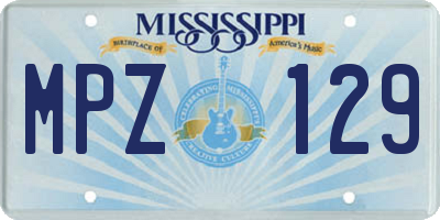 MS license plate MPZ129