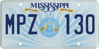 MS license plate MPZ130