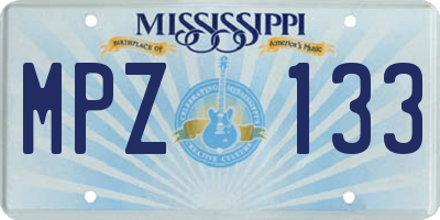 MS license plate MPZ133