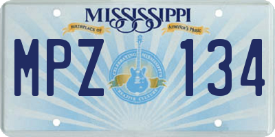 MS license plate MPZ134