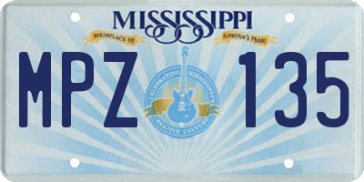 MS license plate MPZ135