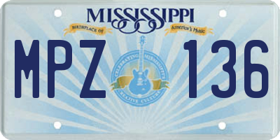 MS license plate MPZ136