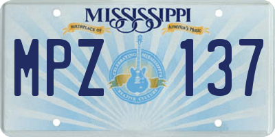 MS license plate MPZ137
