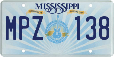 MS license plate MPZ138
