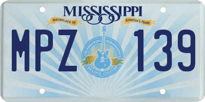 MS license plate MPZ139