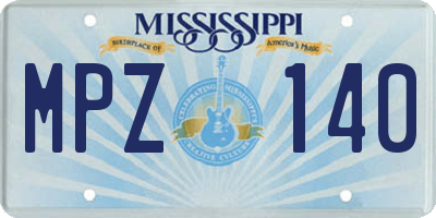 MS license plate MPZ140