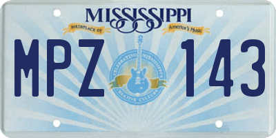 MS license plate MPZ143