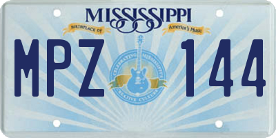 MS license plate MPZ144