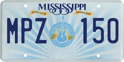 MS license plate MPZ150