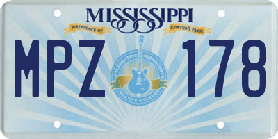 MS license plate MPZ178