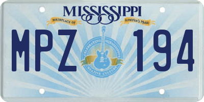 MS license plate MPZ194