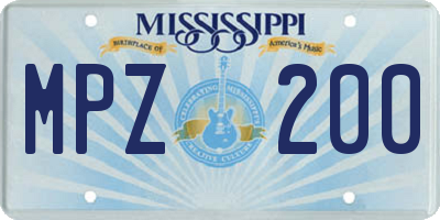 MS license plate MPZ200