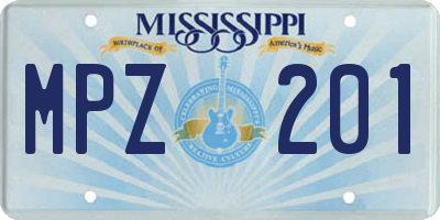 MS license plate MPZ201