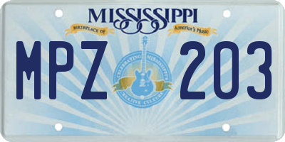 MS license plate MPZ203