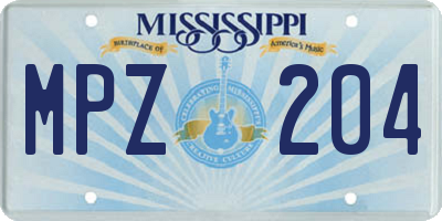MS license plate MPZ204
