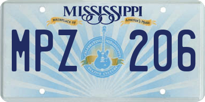 MS license plate MPZ206