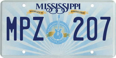 MS license plate MPZ207