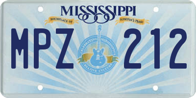 MS license plate MPZ212
